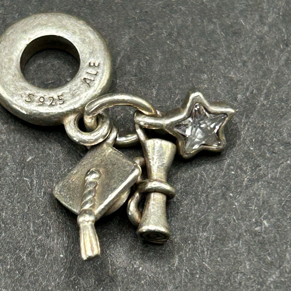 Pandora Sterling Silver 925 ALE Graduation 2024 Charm with Star and Diploma - Picture 2 of 3